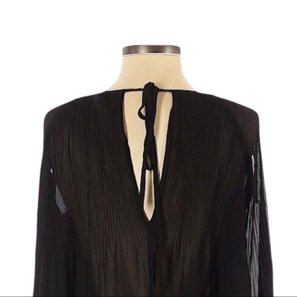 Pookie & Sebastian Accordion pleated Cutout Black Boho Peasant Blouse Size S - Picture 5 of 11